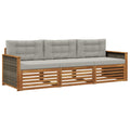Outdoor-Sofagarnitur mit Kissen 3 pcs Natürlich und Hellgrau