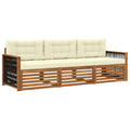 Outdoor-Sofagarnitur mit Kissen 3 pcs Natur und Creme
