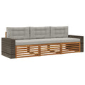 Outdoor-Sofagarnitur 3 pcs Natürlich und Hellgrau Polyester