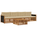 Outdoor-Sofagarnitur 5 pcs Natur und Beige Massivholz Akazie