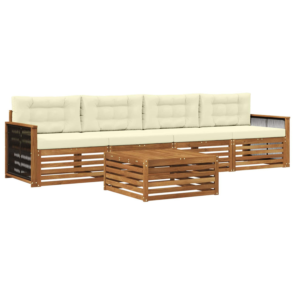 Outdoor-Sofagarnitur mit Kissen 5 pcs Natur und Creme
