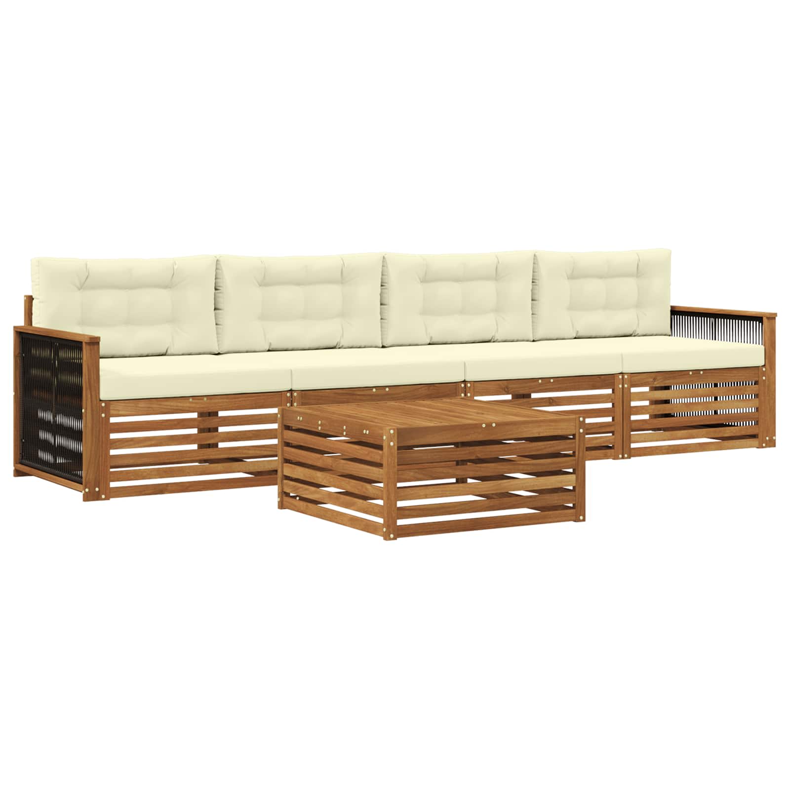 Outdoor-Sofagarnitur mit Kissen 5 pcs Natur und Creme