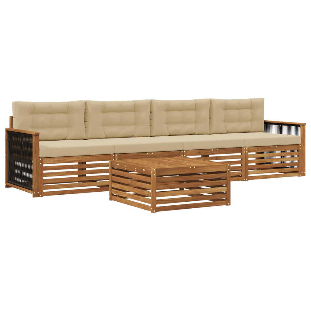 Outdoor-Sofagarnitur mit Kissen 5 pcs Natur und Beige