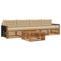 Outdoor-Sofagarnitur mit Kissen 5 pcs Natur und Beige