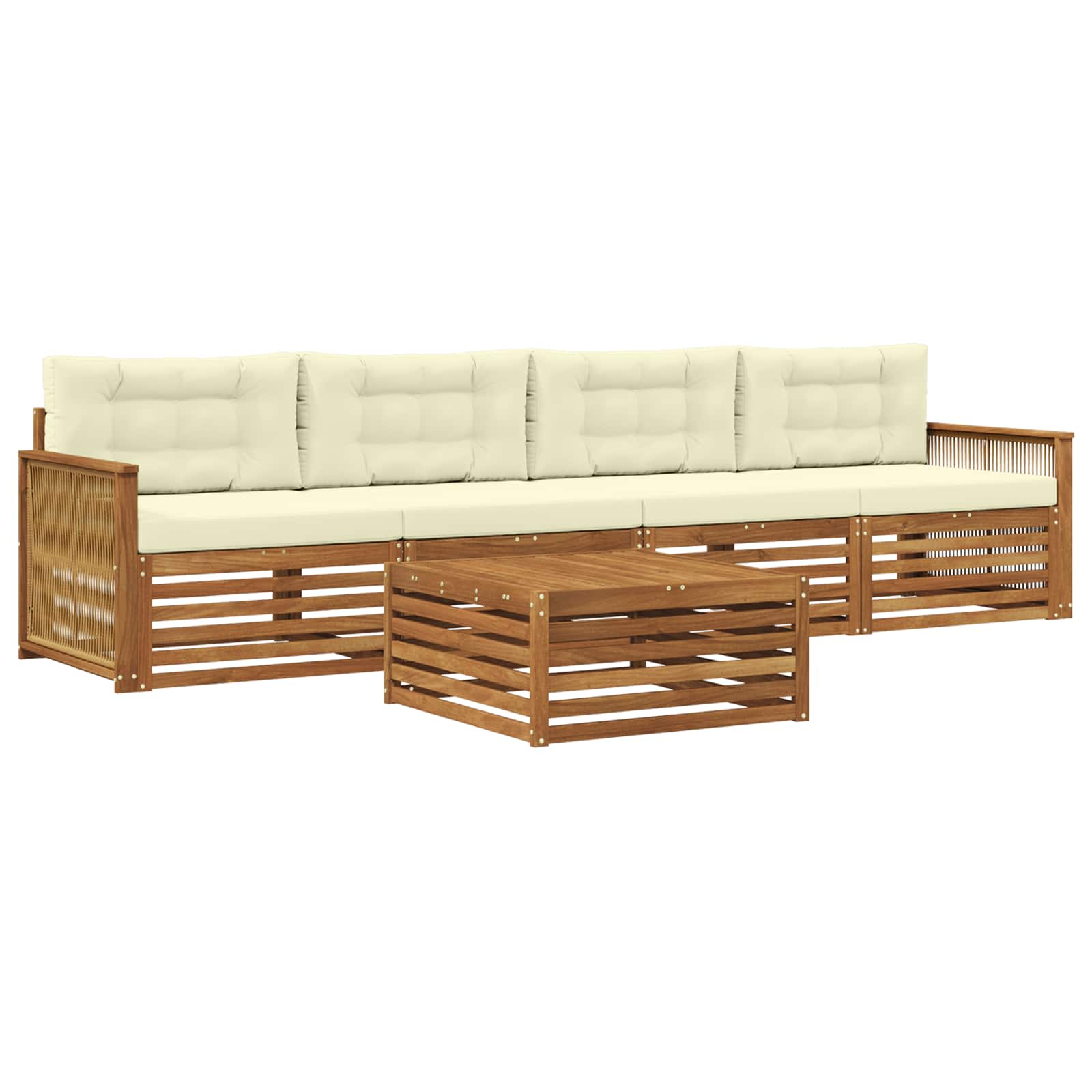Outdoor-Sofagarnitur mit Kissen 5 pcs Natur und Creme