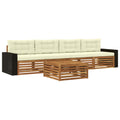 Outdoor-Sofagarnitur 5 pcs Natur und Creme Massivholz Akazie