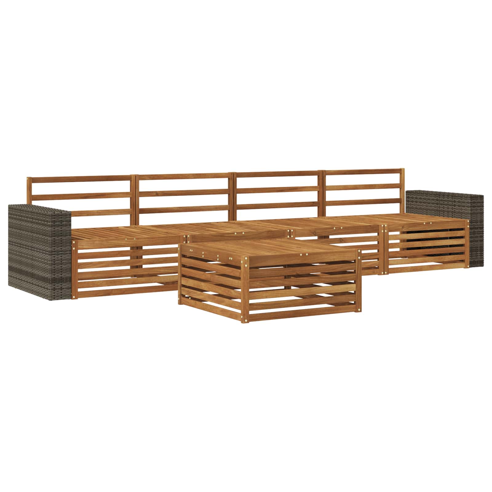 Outdoor-Sofagarnitur 5 pcs Natur Massivholz Akazie
