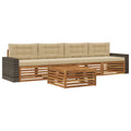Outdoor-Sofagarnitur 5 pcs Natur und Beige Massivholz Akazie