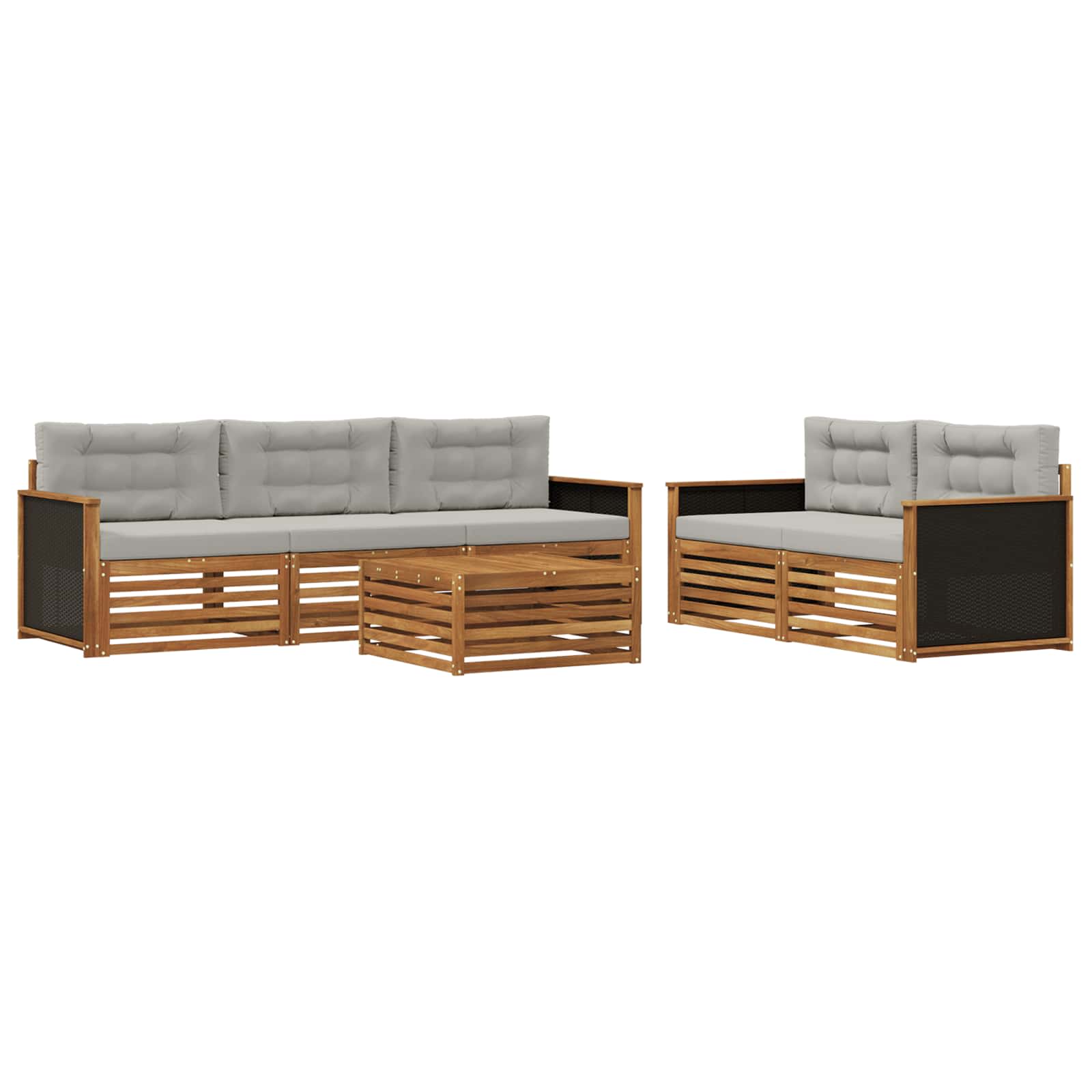 Outdoor-Sofagarnitur 6 pcs Natürlich und Hellgrau