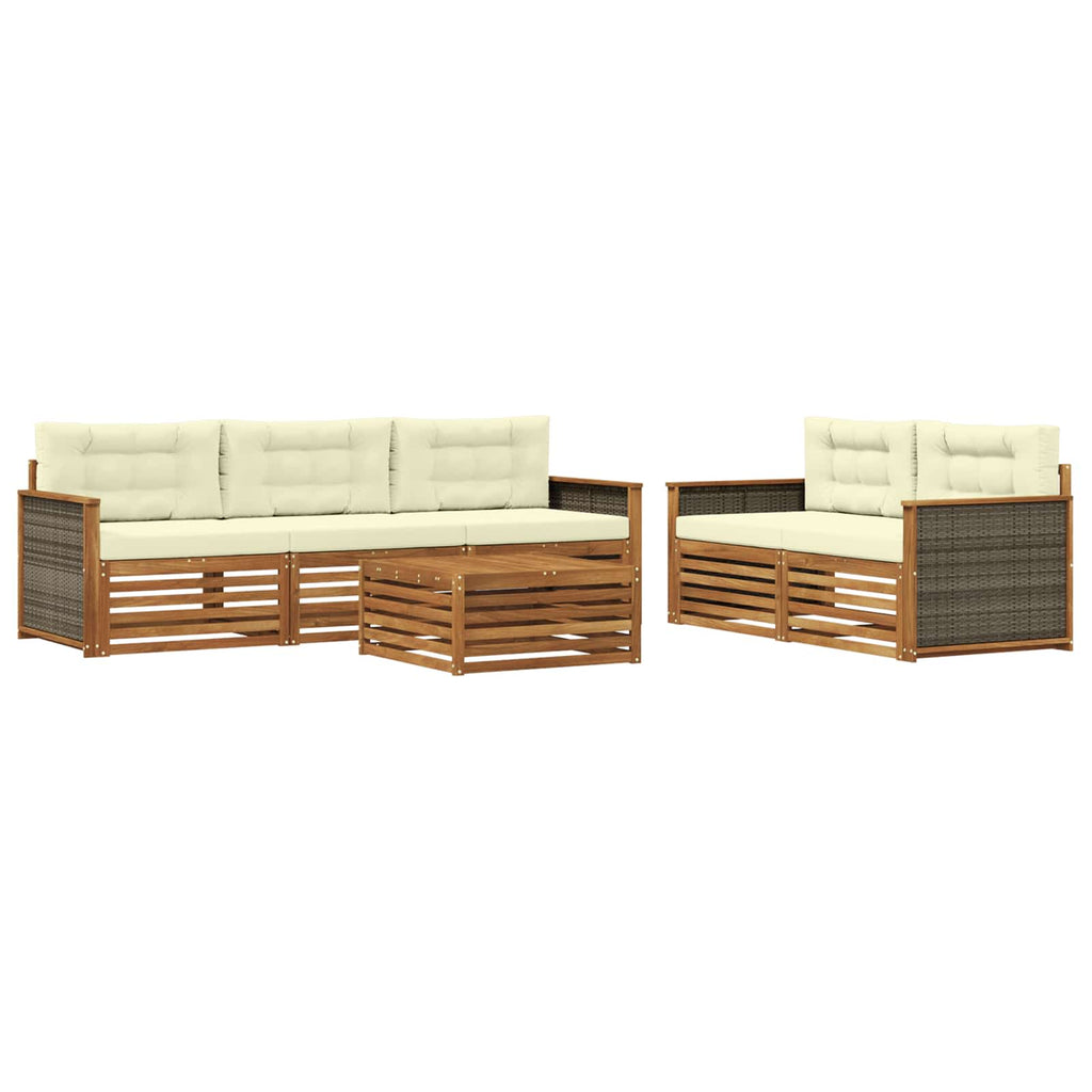Outdoor-Sofagarnitur mit Kissen 6 pcs Natur und Creme