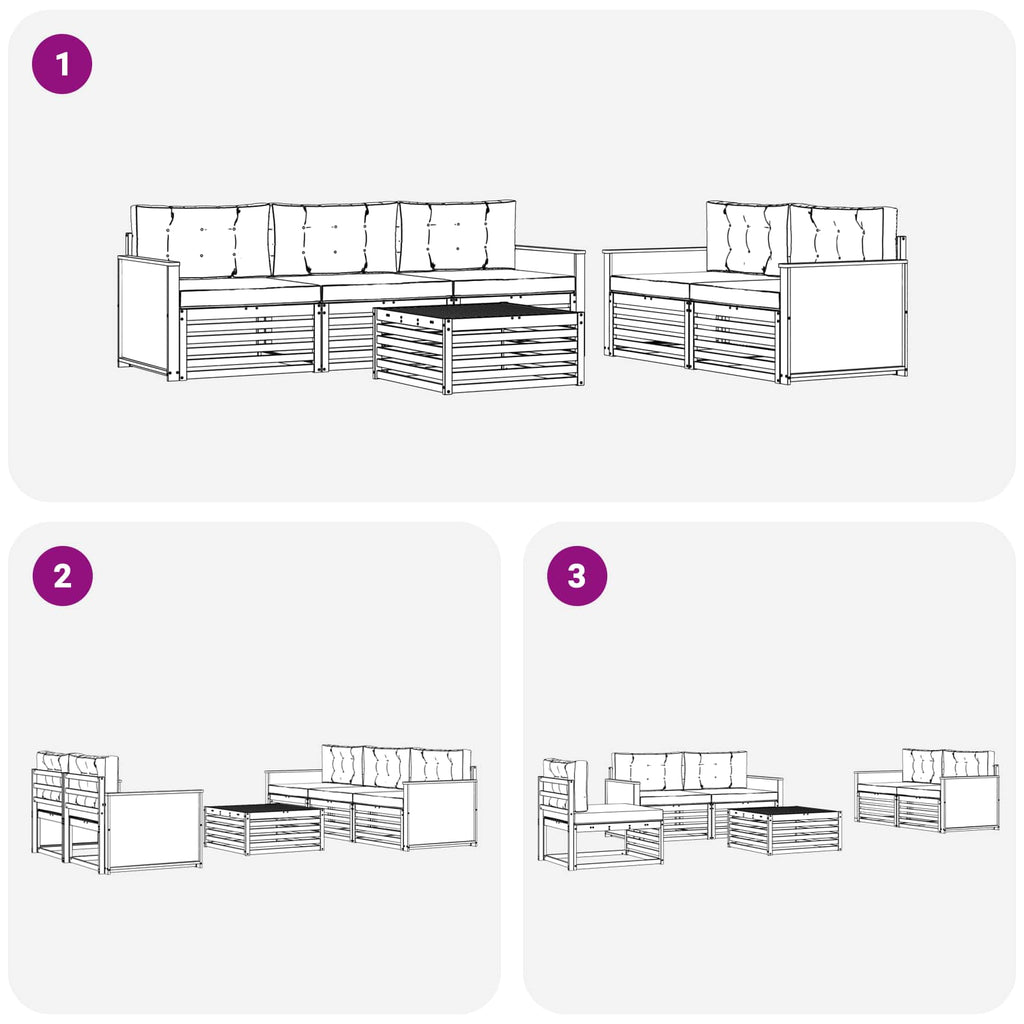 Outdoor-Sofagarnitur mit Kissen 6 pcs Natur und Creme