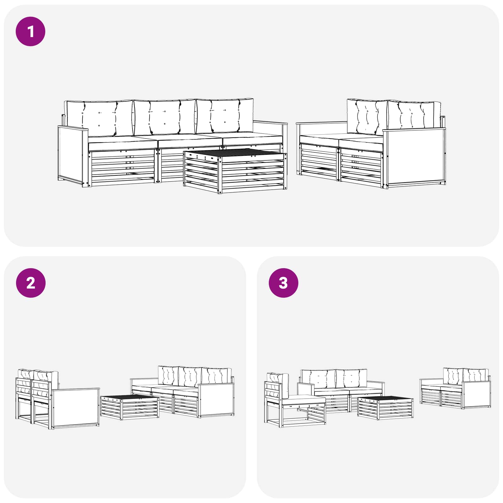 Outdoor-Sofagarnitur mit Kissen 6 pcs Natur und Creme