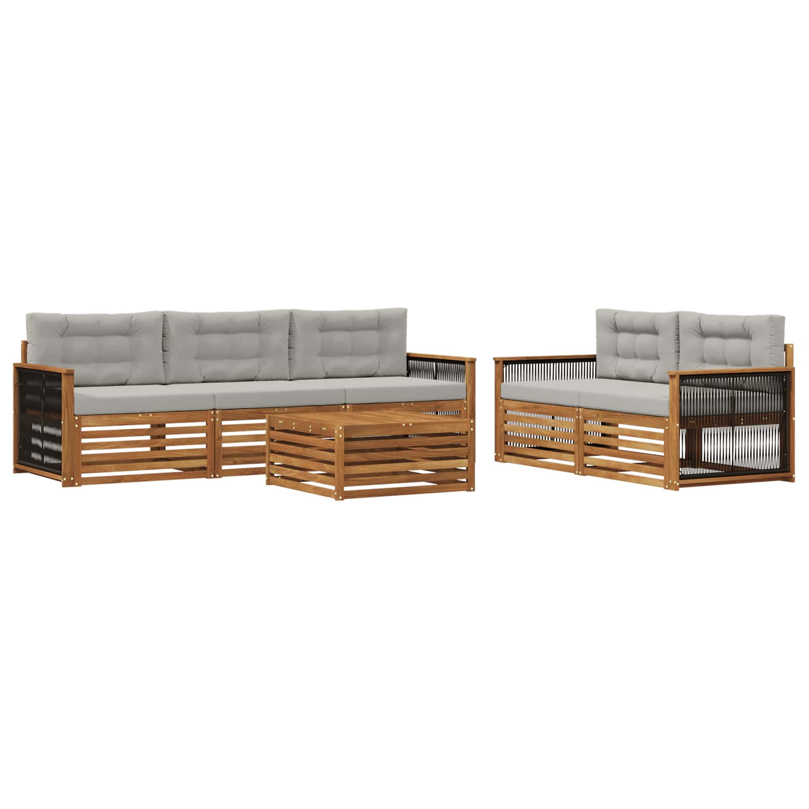 Outdoor-Sofagarnitur mit Kissen 6 pcs Natürlich und Hellgrau