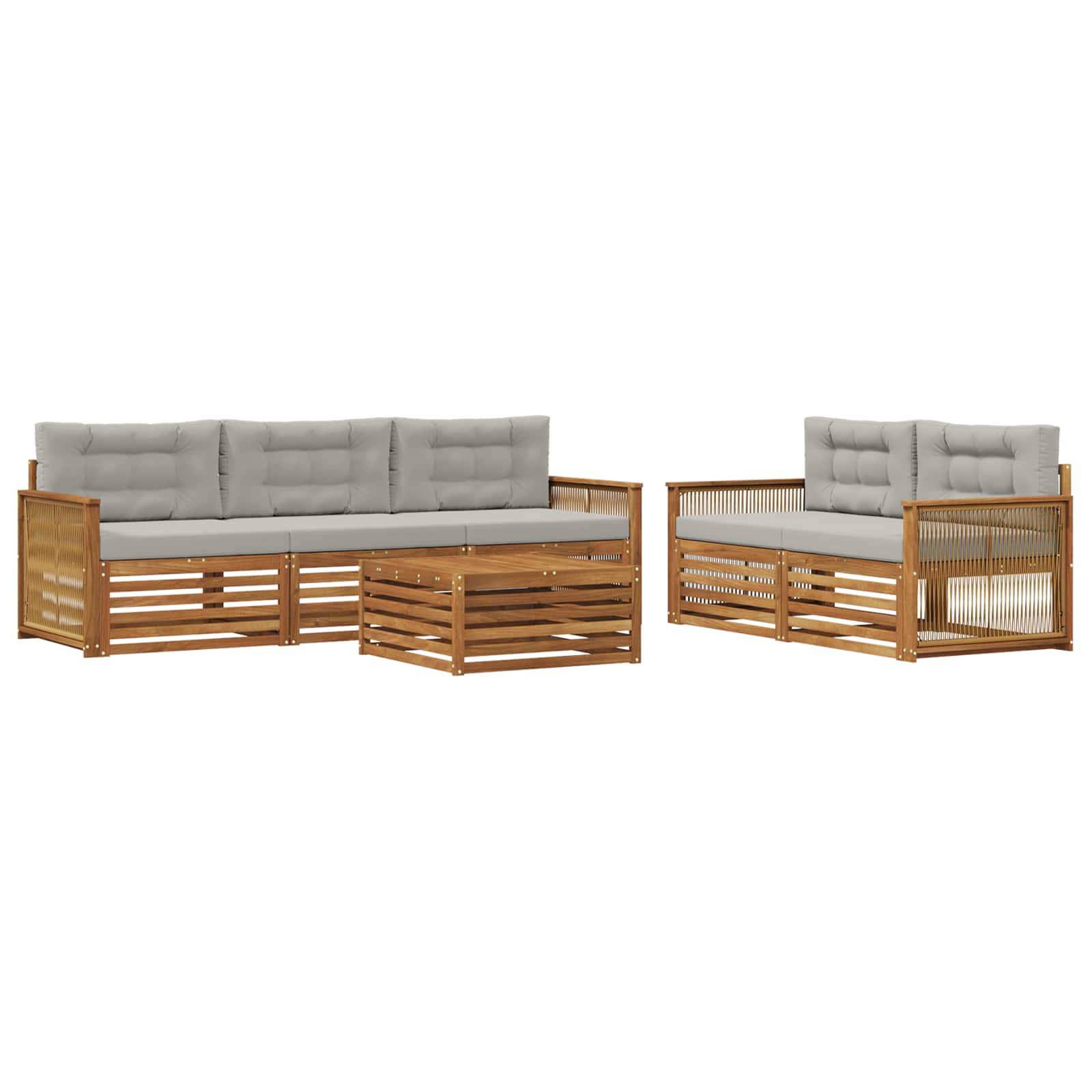 Outdoor-Sofagarnitur mit Kissen 6 pcs Natürlich und Hellgrau