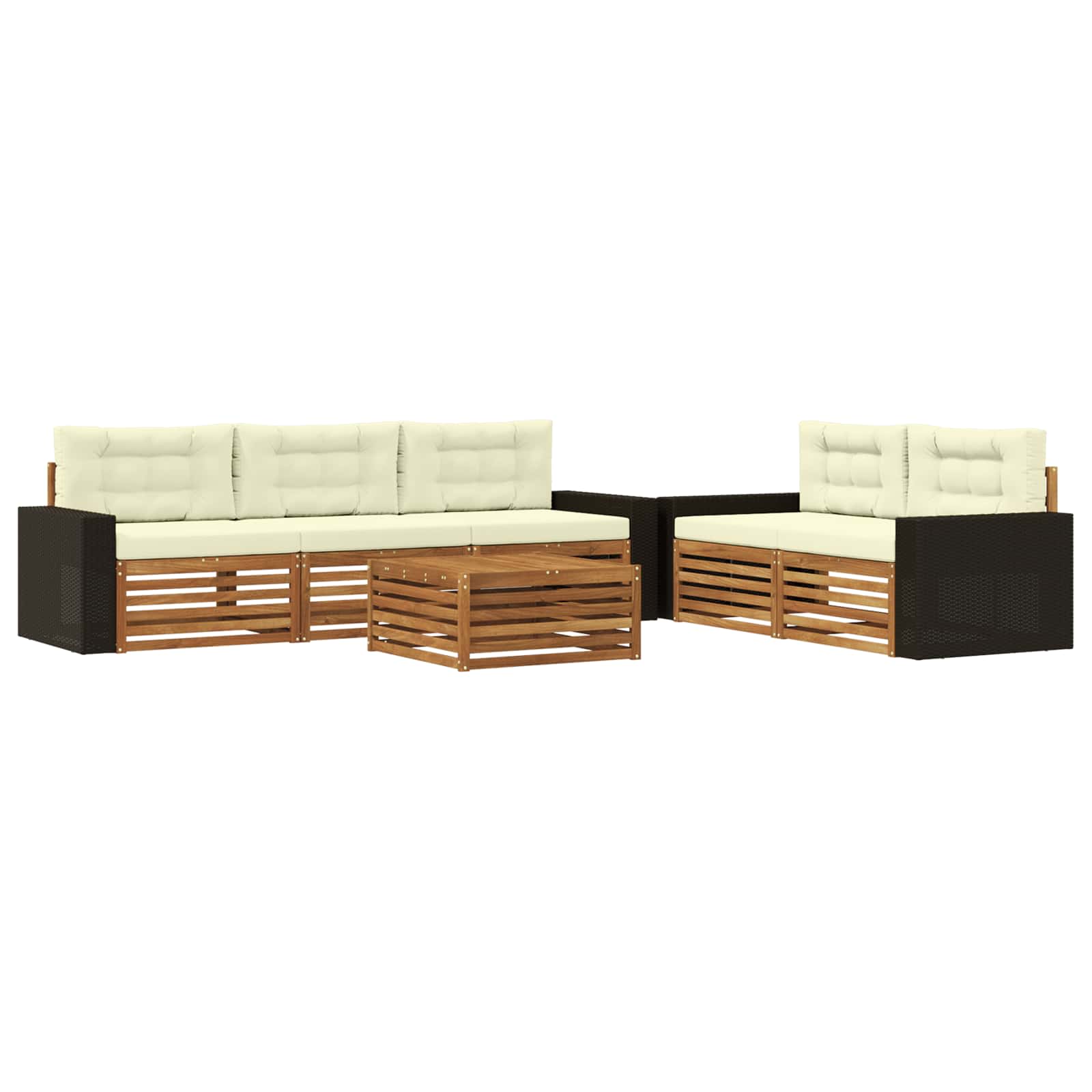 Outdoor-Sofagarnitur 6 pcs Natur und Creme