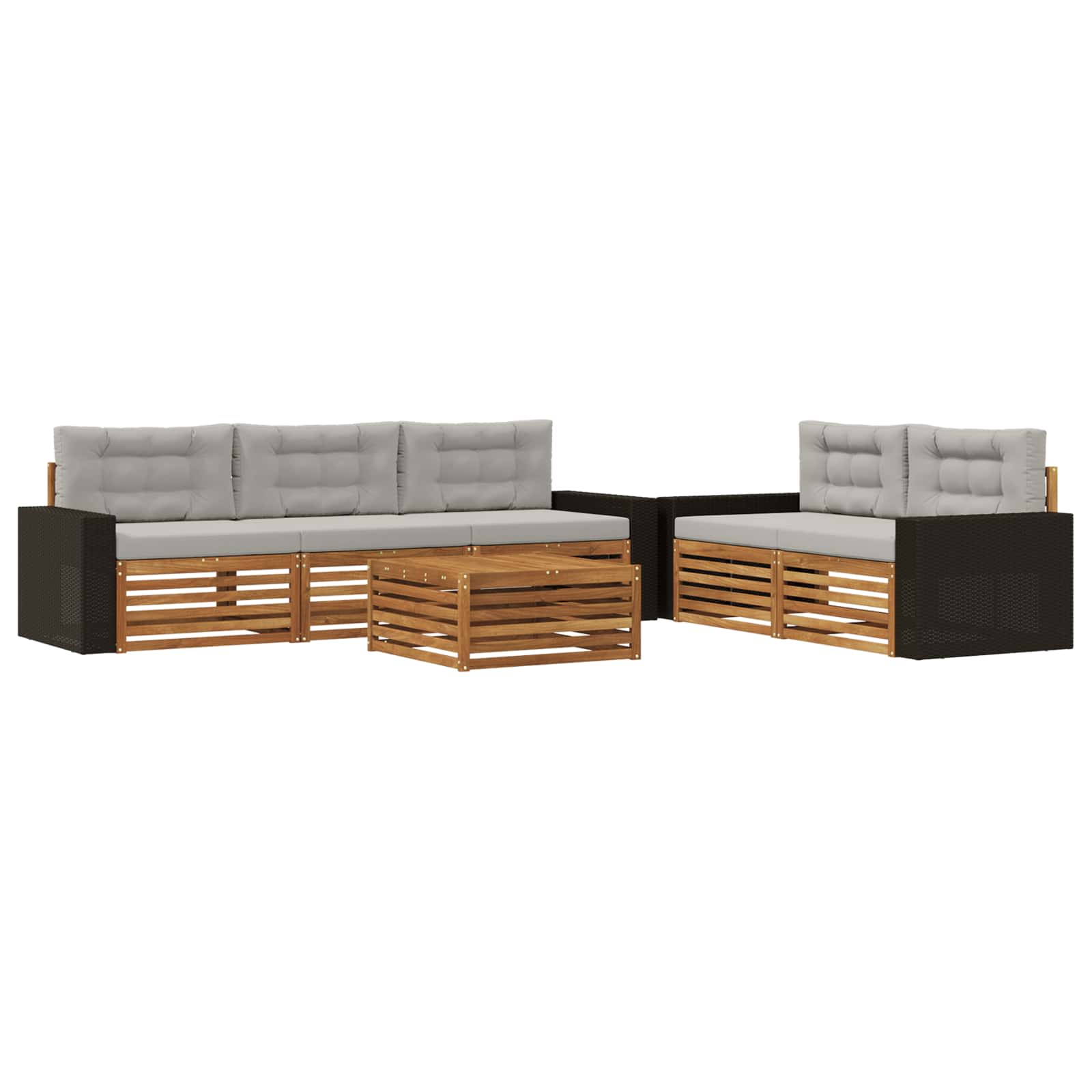 Outdoor-Sofagarnitur 6 pcs Natürlich und Hellgrau