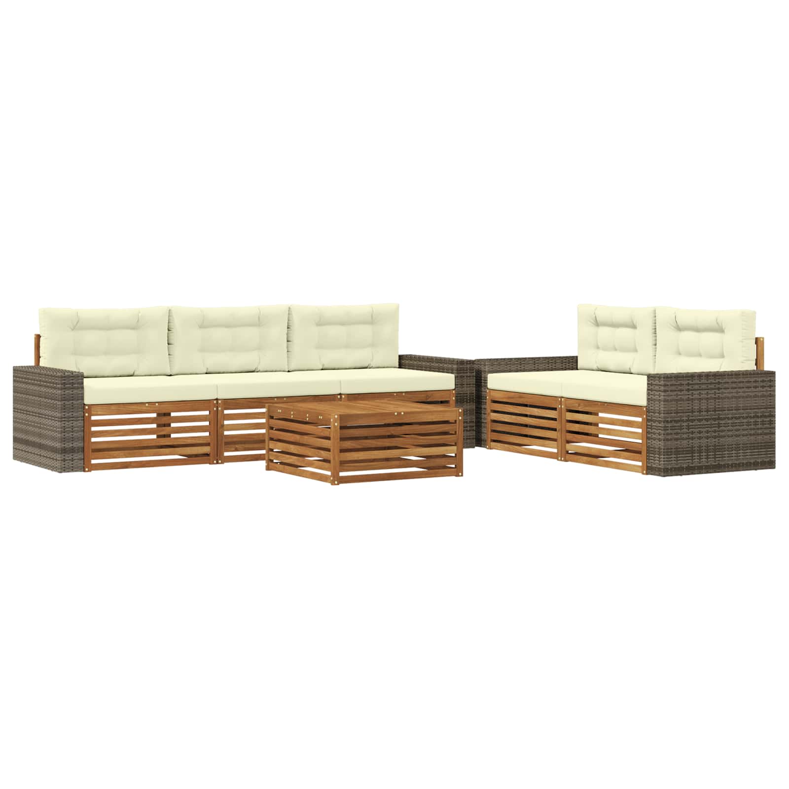 Outdoor-Sofagarnitur 6 pcs Natur und Creme
