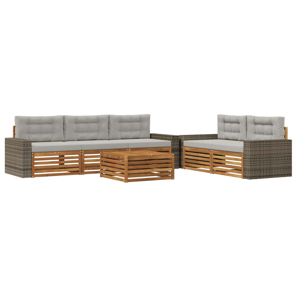 Outdoor-Sofagarnitur 6 pcs Natürlich und Hellgrau