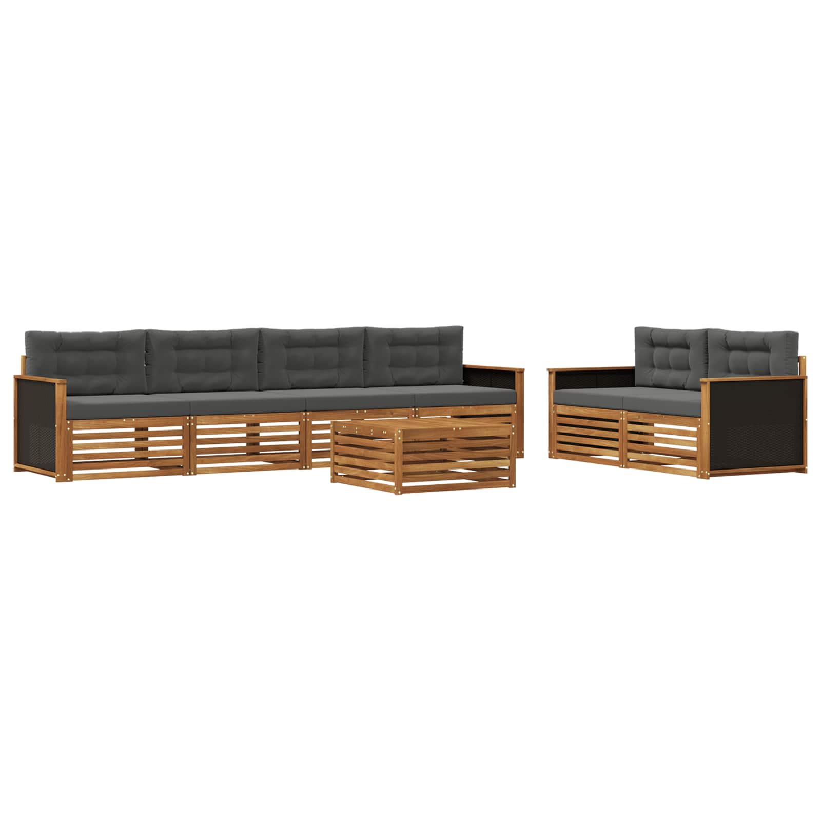 Outdoor-Sofagarnitur 7 pcs Natur und Anthrazit Polyester
