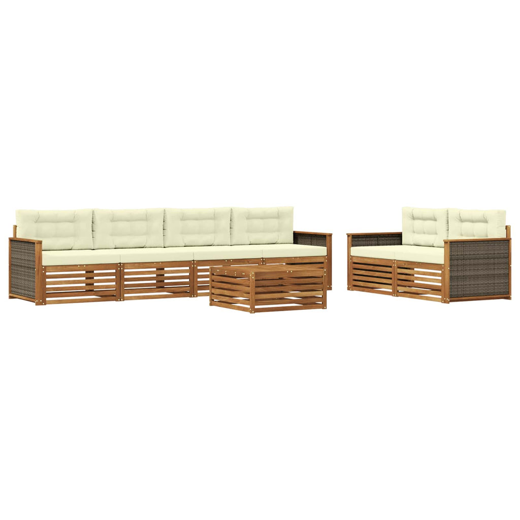 Outdoor-Sofagarnitur mit Kissen 7 pcs Natur und Creme