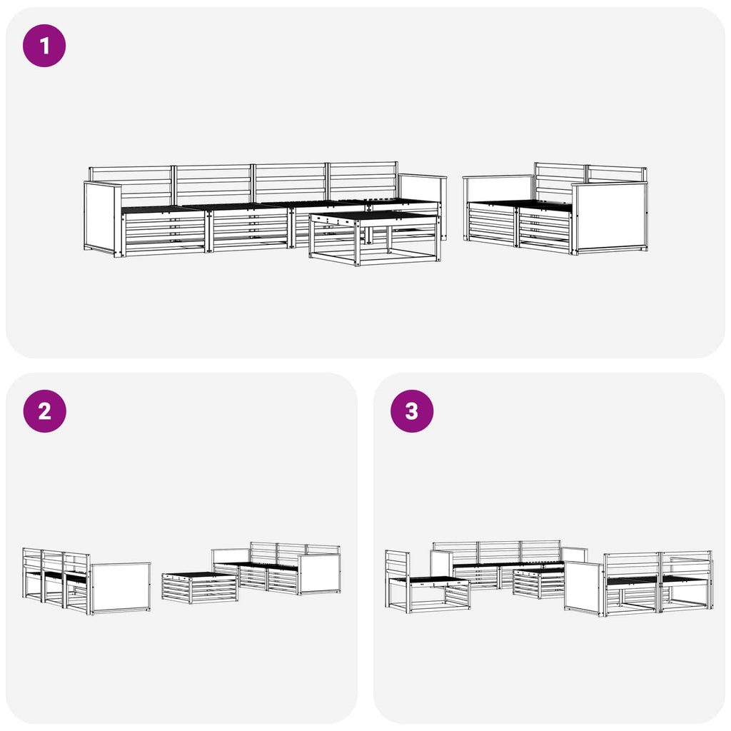 Outdoor-Sofagarnitur 7 pcs Natur Massivholz Akazie