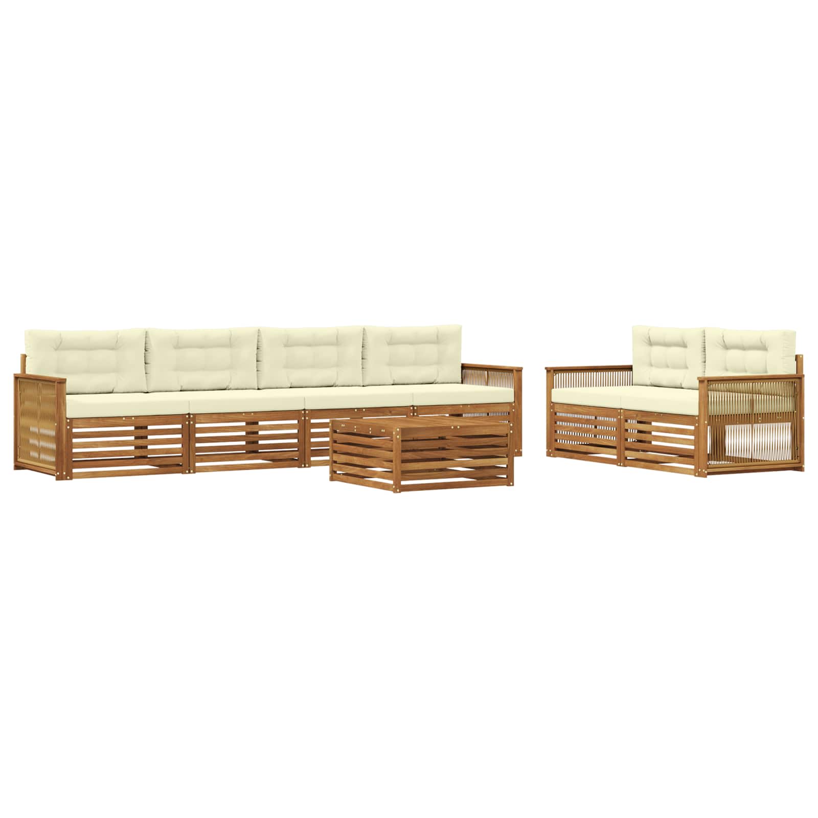 Outdoor-Sofagarnitur mit Kissen 7 pcs Natur und Creme