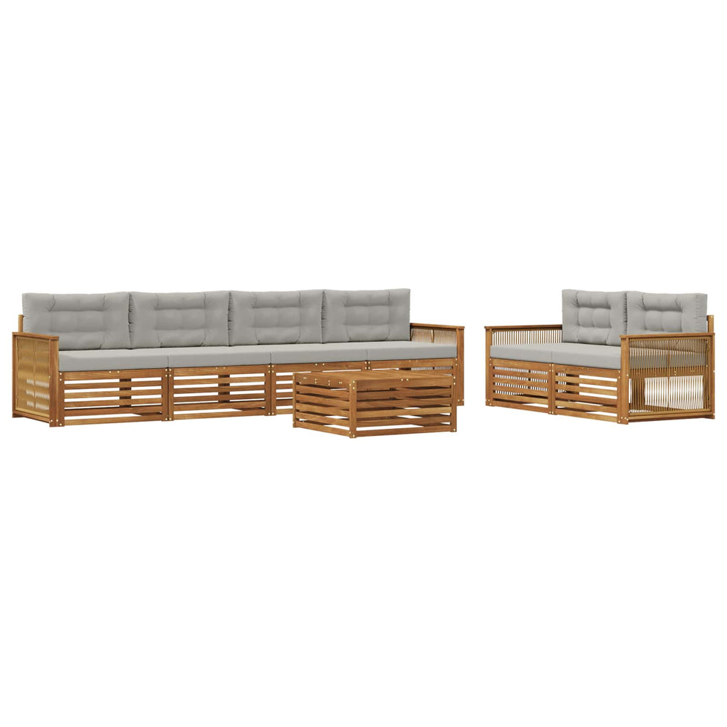 Outdoor-Sofagarnitur mit Kissen 7 pcs Natürlich und Hellgrau