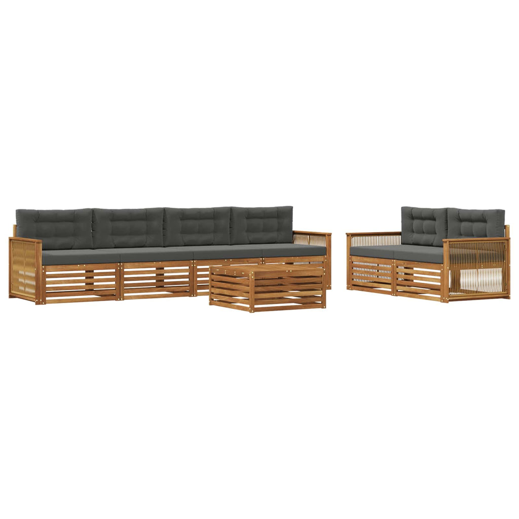Outdoor-Sofagarnitur mit Kissen 7 pcs Natur und Anthrazit