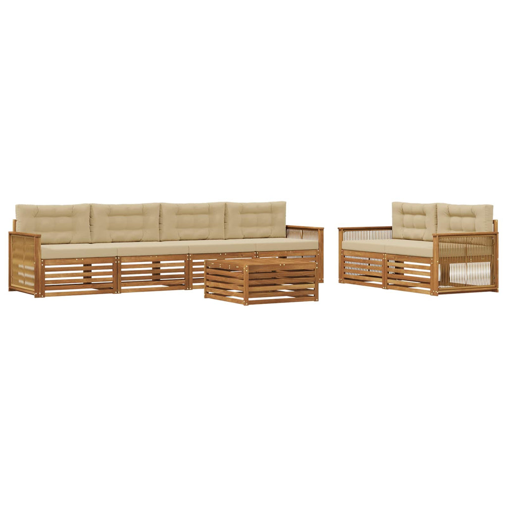 Outdoor-Sofagarnitur mit Kissen 7 pcs Natur und Beige