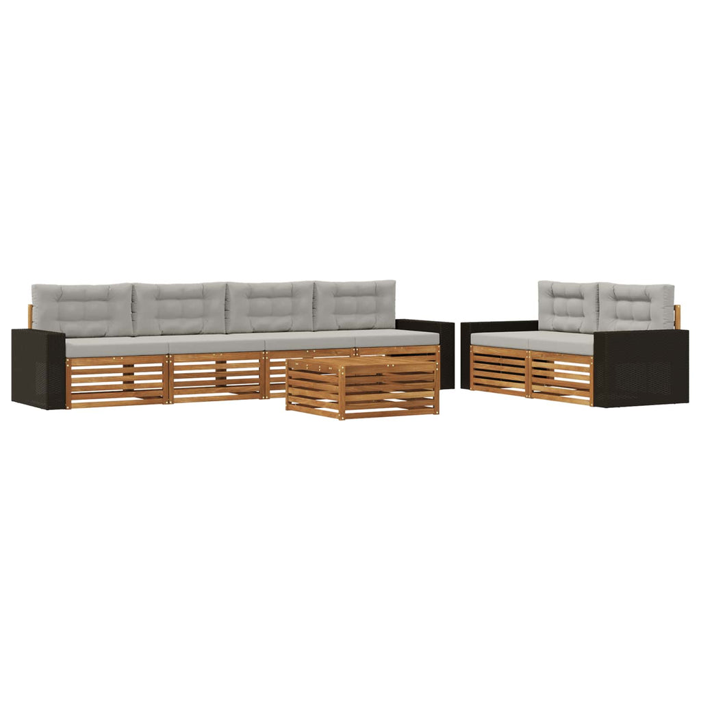 Outdoor-Sofagarnitur 7 pcs Natürlich und Hellgrau Polyester