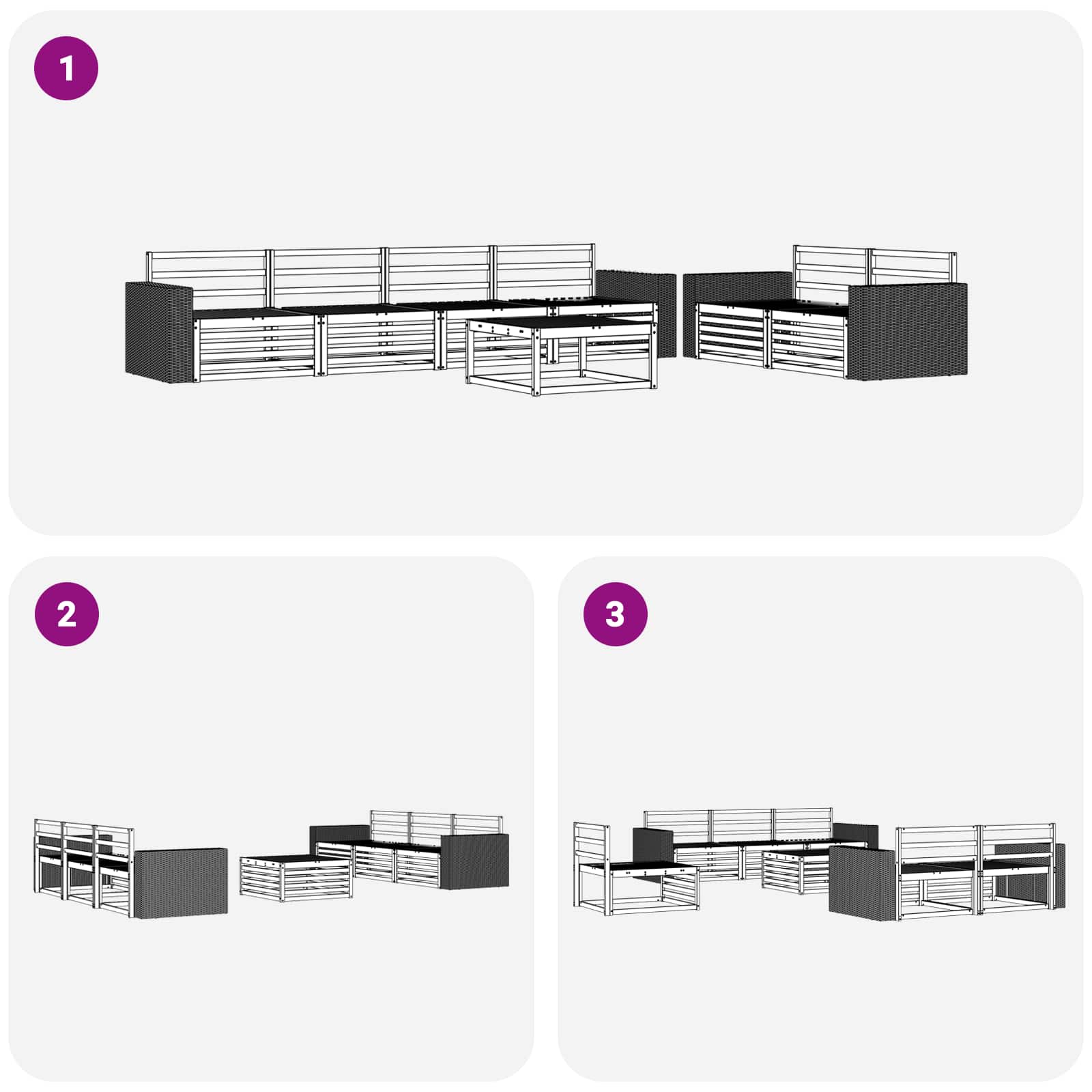 Outdoor-Sofagarnitur 7 pcs Natur Massivholz Akazie