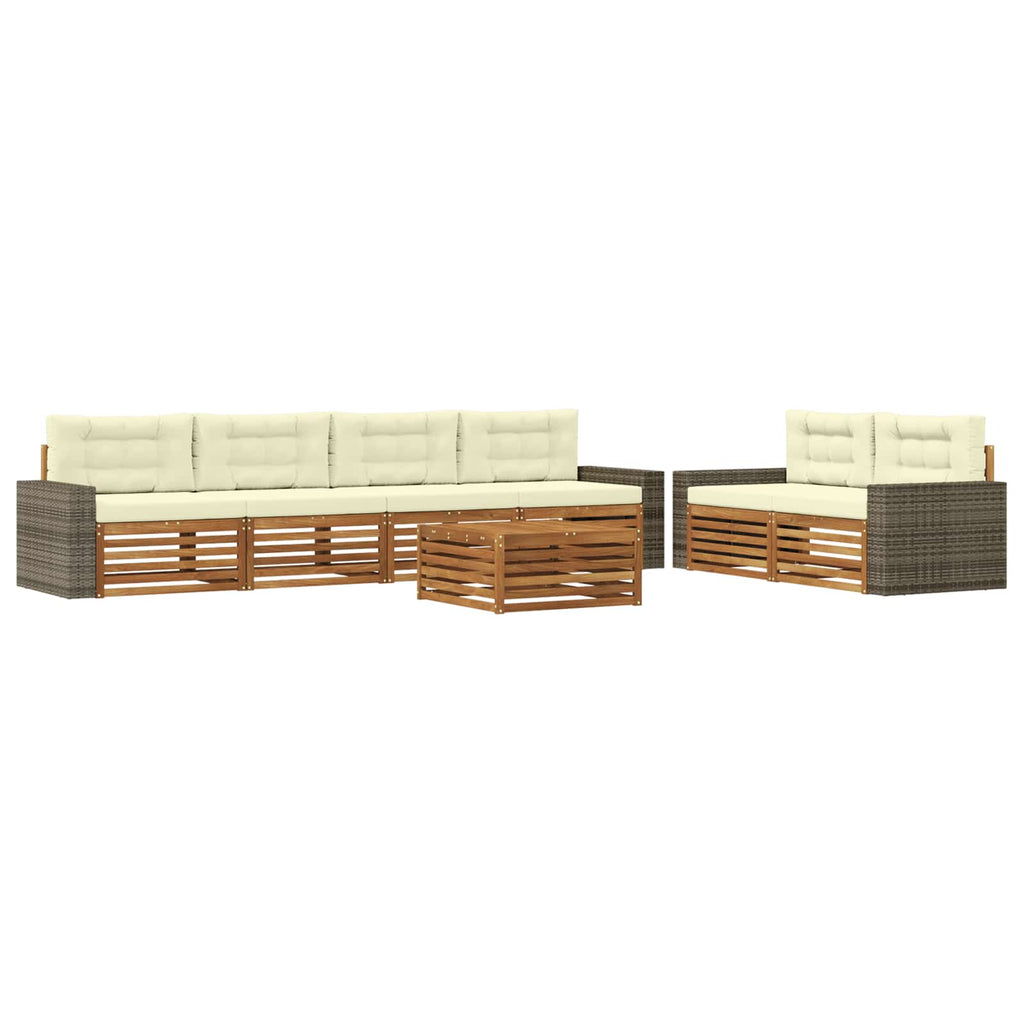 Outdoor-Sofagarnitur mit Kissen 7 pcs Natur und Creme Polyester