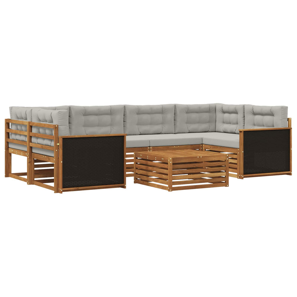 Outdoor-Sofagarnitur 7 pcs Natürlich und Hellgrau Polyester