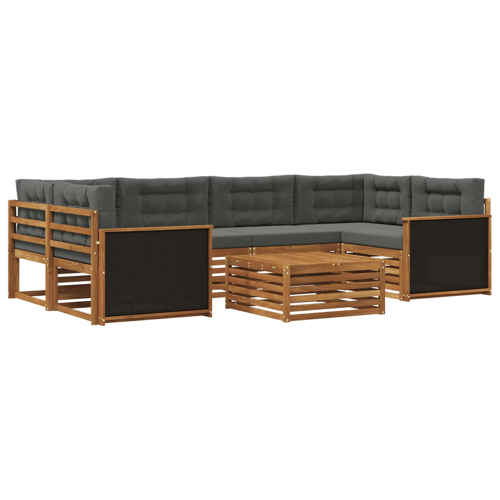 Outdoor-Sofagarnitur 7 pcs Natur und Anthrazit Polyester