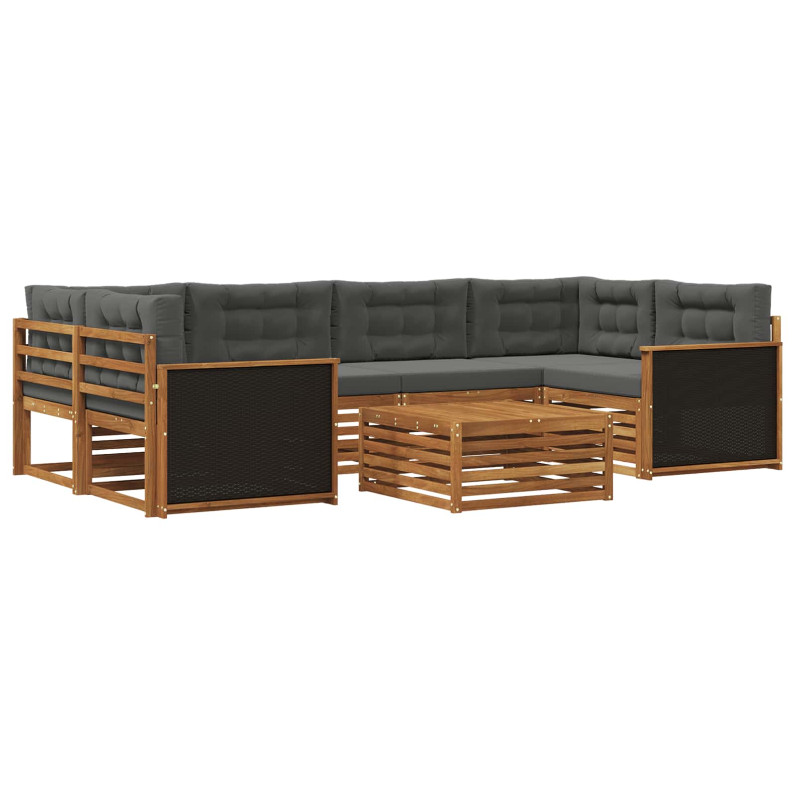 Outdoor-Sofagarnitur 7 pcs Natur und Anthrazit Polyester