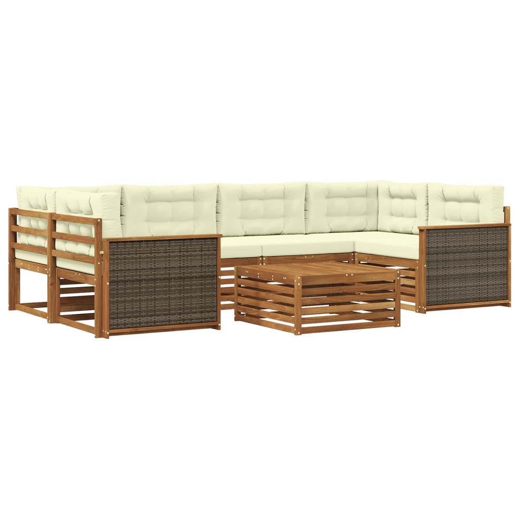 Outdoor-Sofagarnitur mit Kissen 7 pcs Natur und Creme