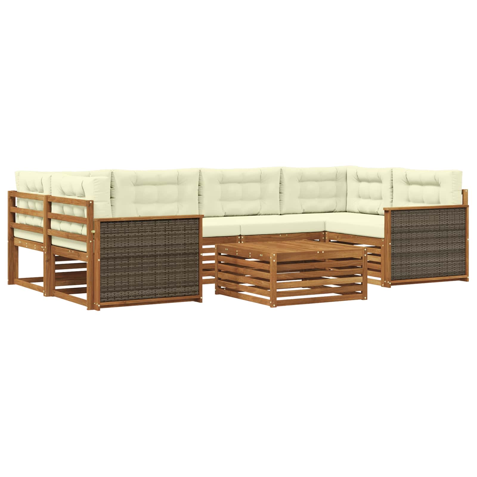 Outdoor-Sofagarnitur mit Kissen 7 pcs Natur und Creme