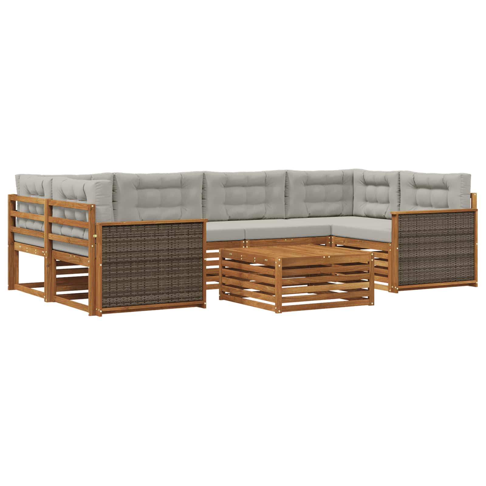Outdoor-Sofagarnitur mit Kissen 7 pcs Natürlich und Hellgrau