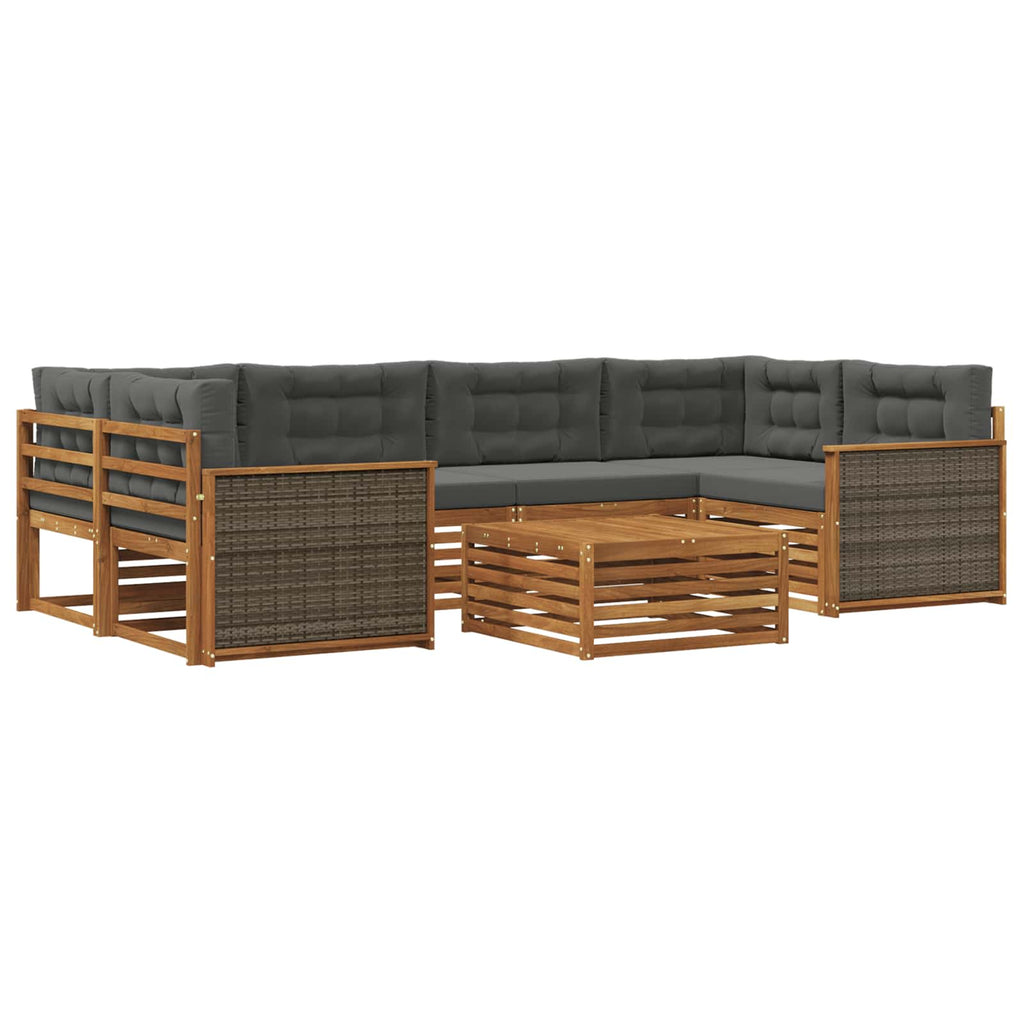 Outdoor-Sofagarnitur mit Kissen 7 pcs Natur und Anthrazit