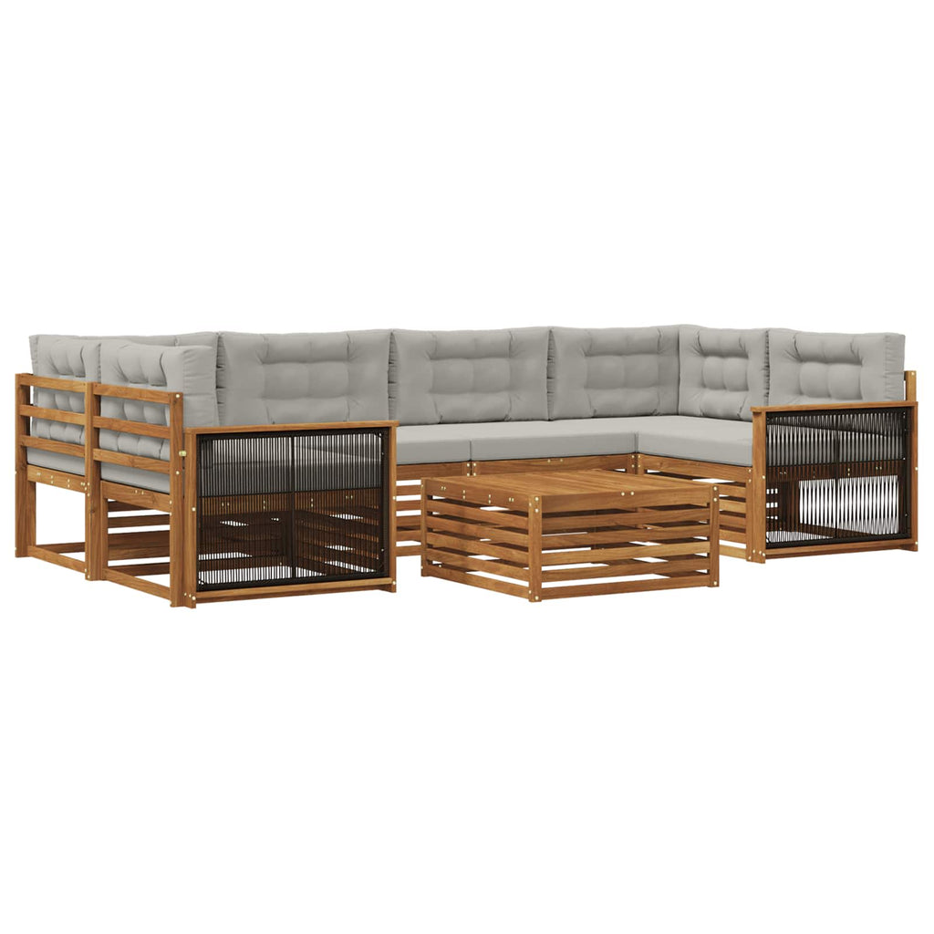 Outdoor-Sofagarnitur mit Kissen 7 pcs Natürlich und Hellgrau