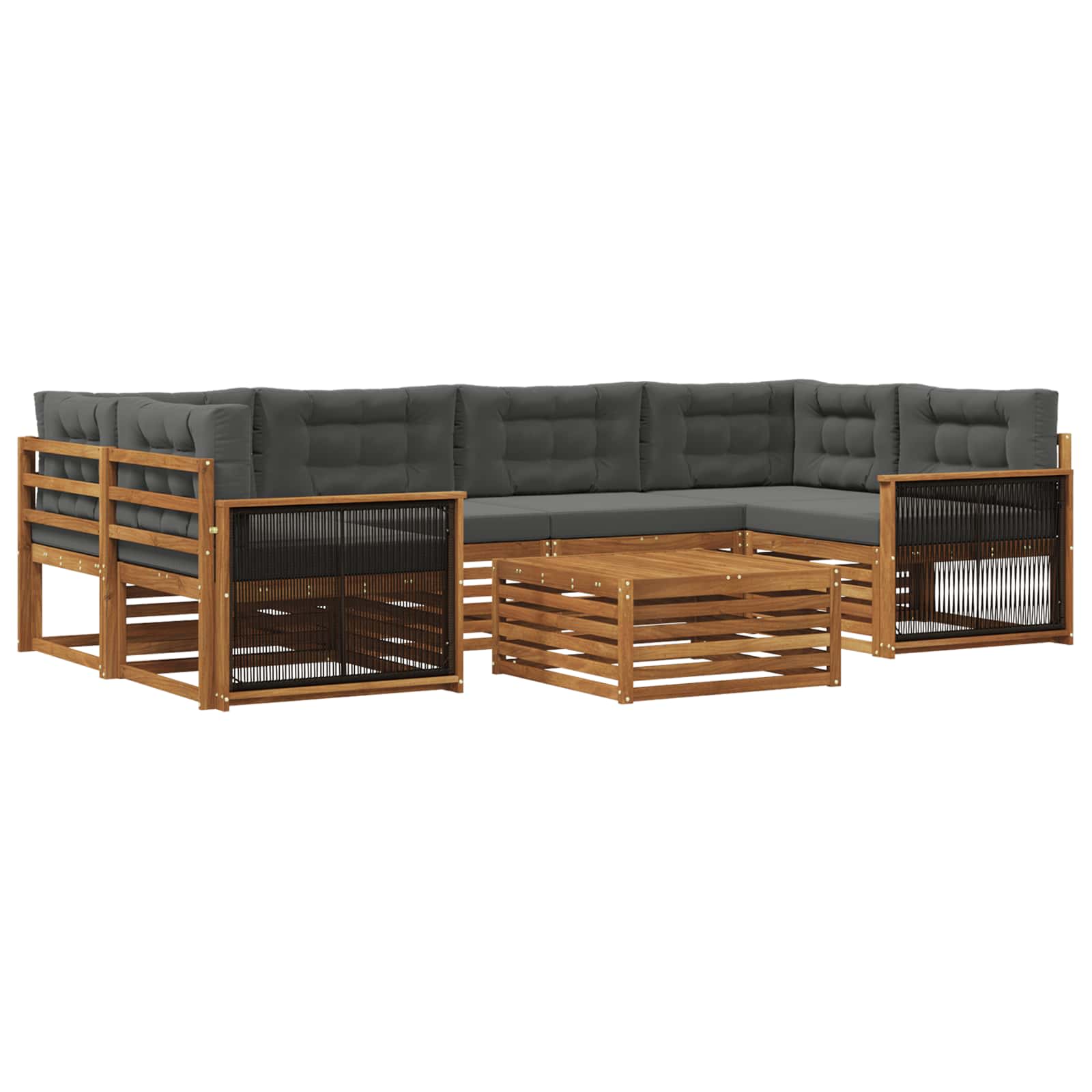 Outdoor-Sofagarnitur mit Kissen 7 pcs Natur und Anthrazit