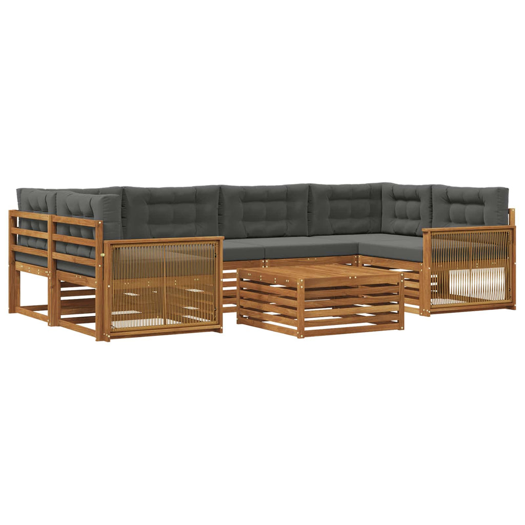 Outdoor-Sofagarnitur mit Kissen 7 pcs Natur und Anthrazit