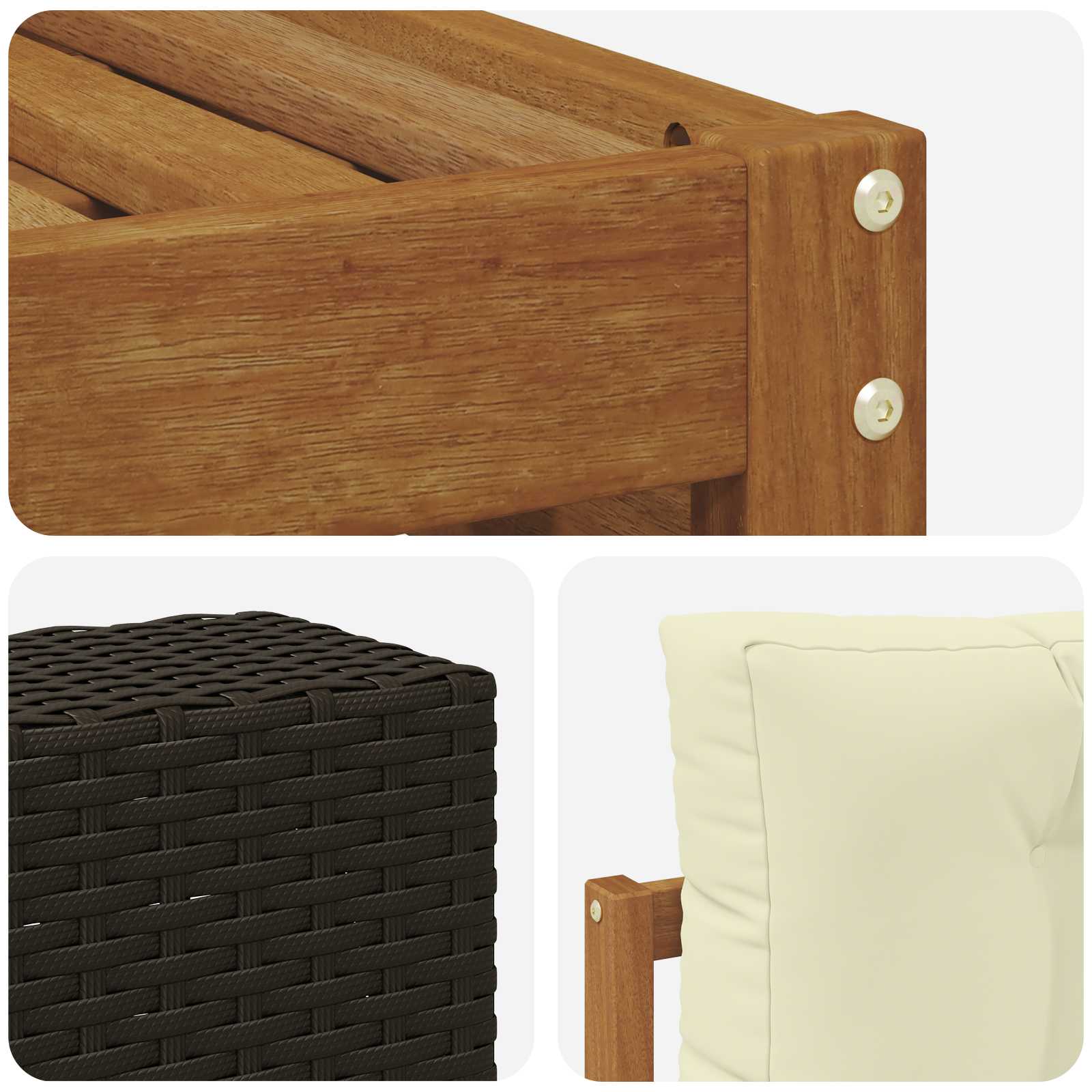 Outdoor-Sofagarnitur mit Kissen 7 pcs Natur und Creme Polyester