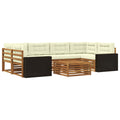 Outdoor-Sofagarnitur mit Kissen 7 pcs Natur und Creme Polyester