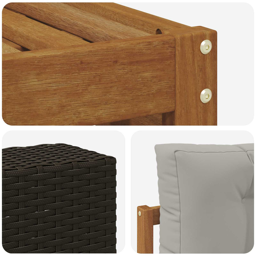 Outdoor-Sofagarnitur 7 pcs Natürlich und Hellgrau Polyester