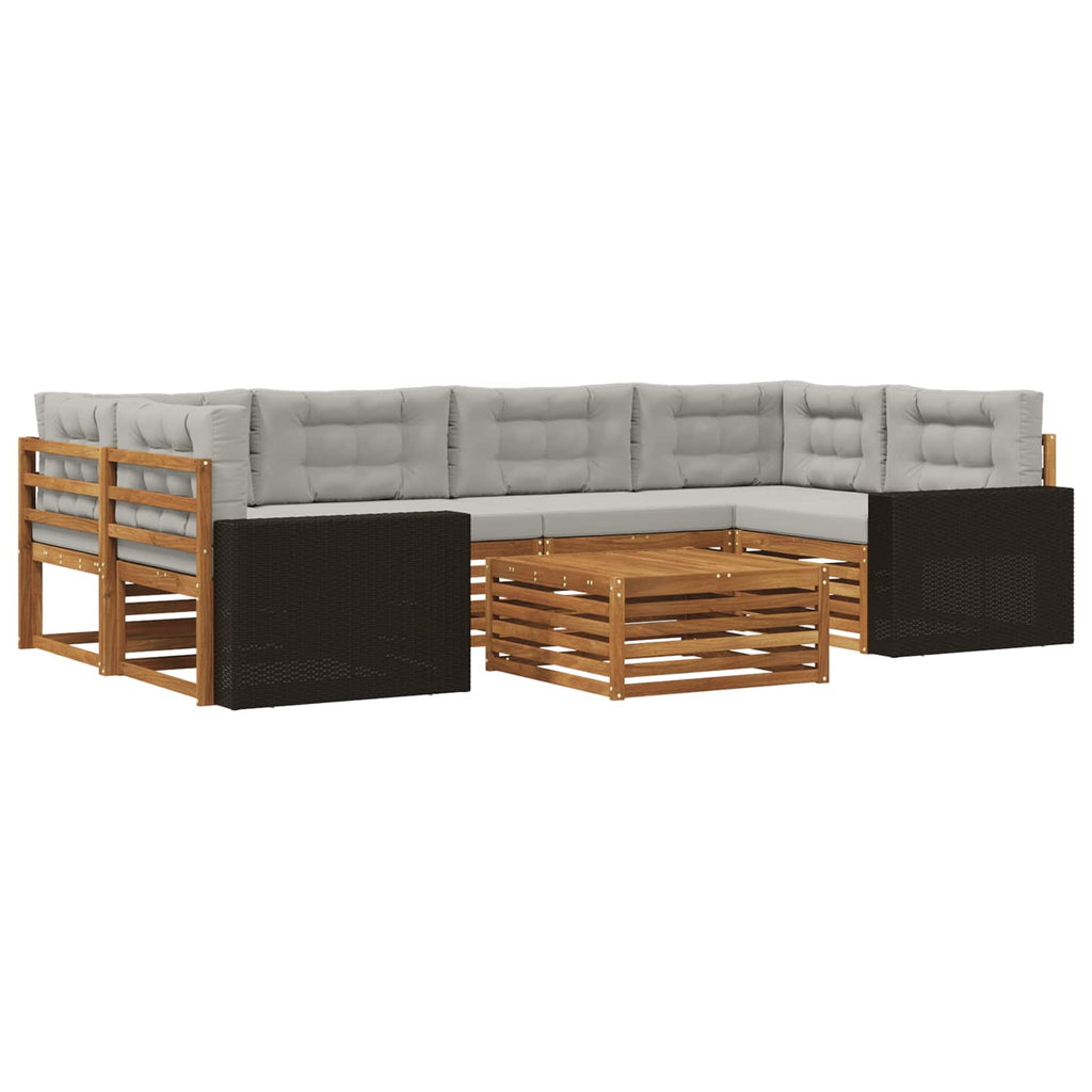 Outdoor-Sofagarnitur 7 pcs Natürlich und Hellgrau Polyester