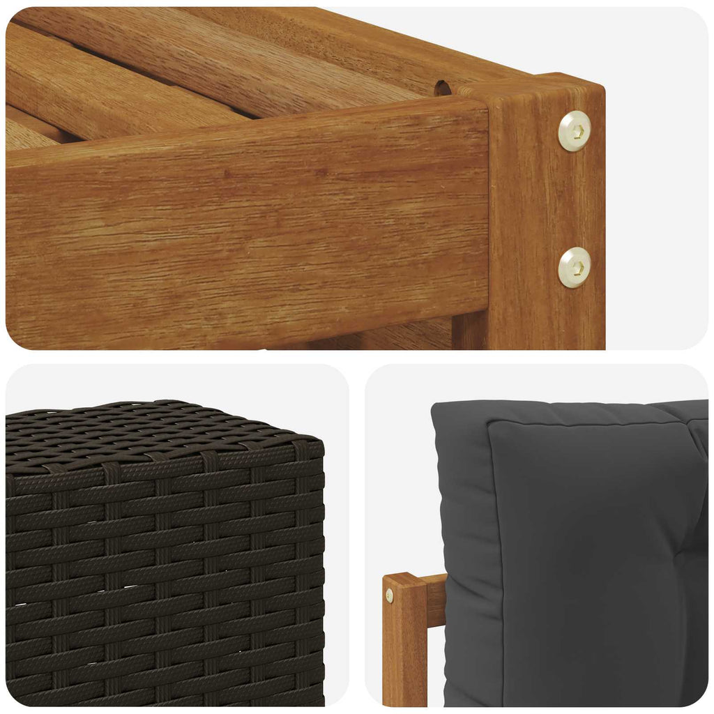 Outdoor-Sofagarnitur 7 pcs Natur und Anthrazit Polyester