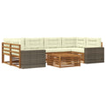 Outdoor-Sofagarnitur mit Kissen 7 pcs Natur und Creme Polyester