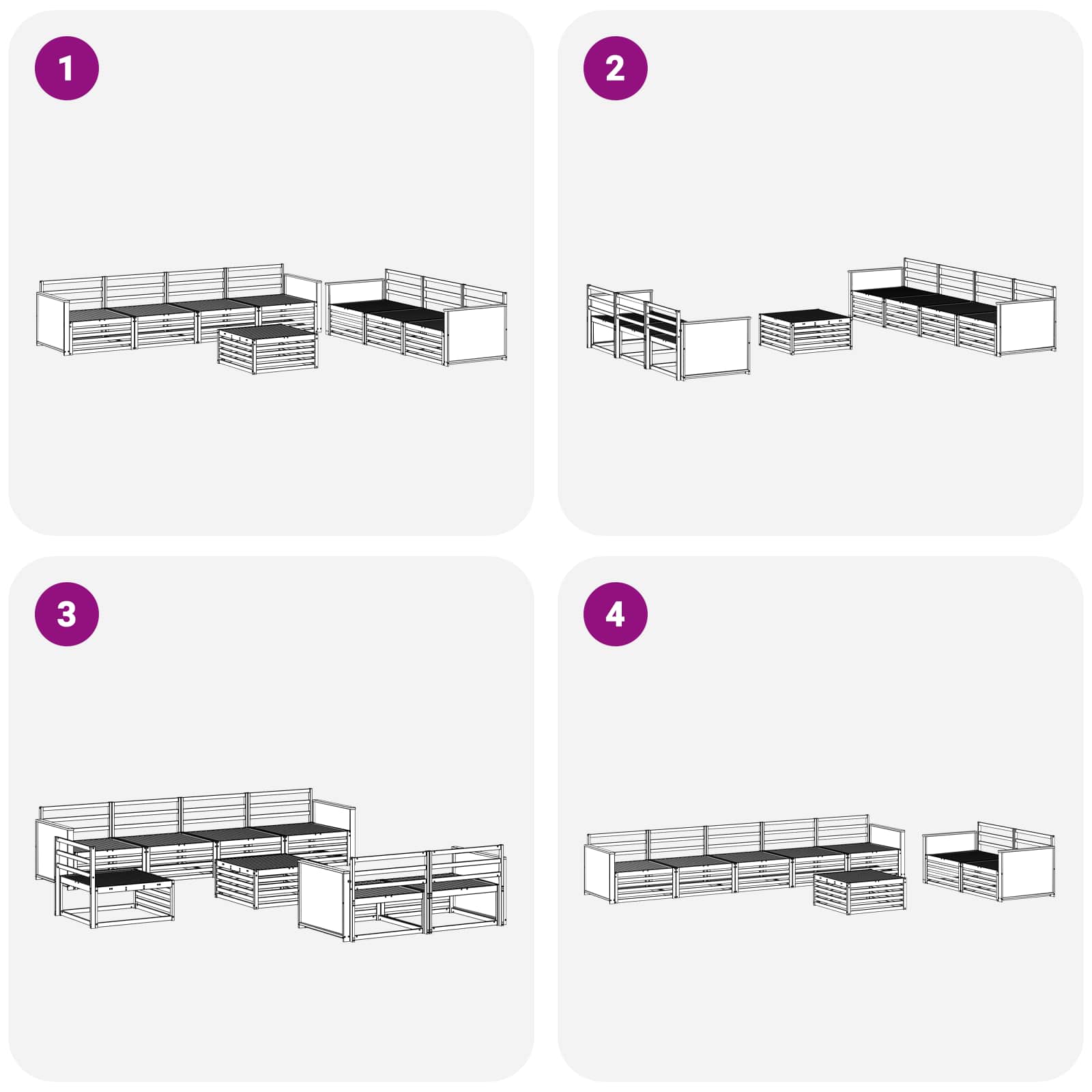 Outdoor-Sofagarnitur 8 pcs Natur 79 x 79 x 37 cm