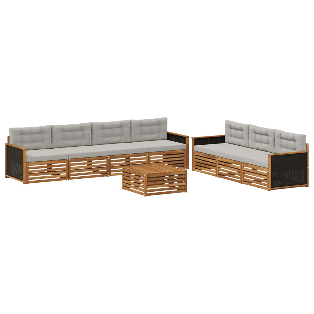 Outdoor-Sofagarnitur 8 pcs Natürlich und Hellgrau